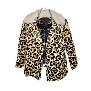 Coach Wild Beast Short Leopard Peacoat Shearling Jacket Coat Womens Size XS Rare